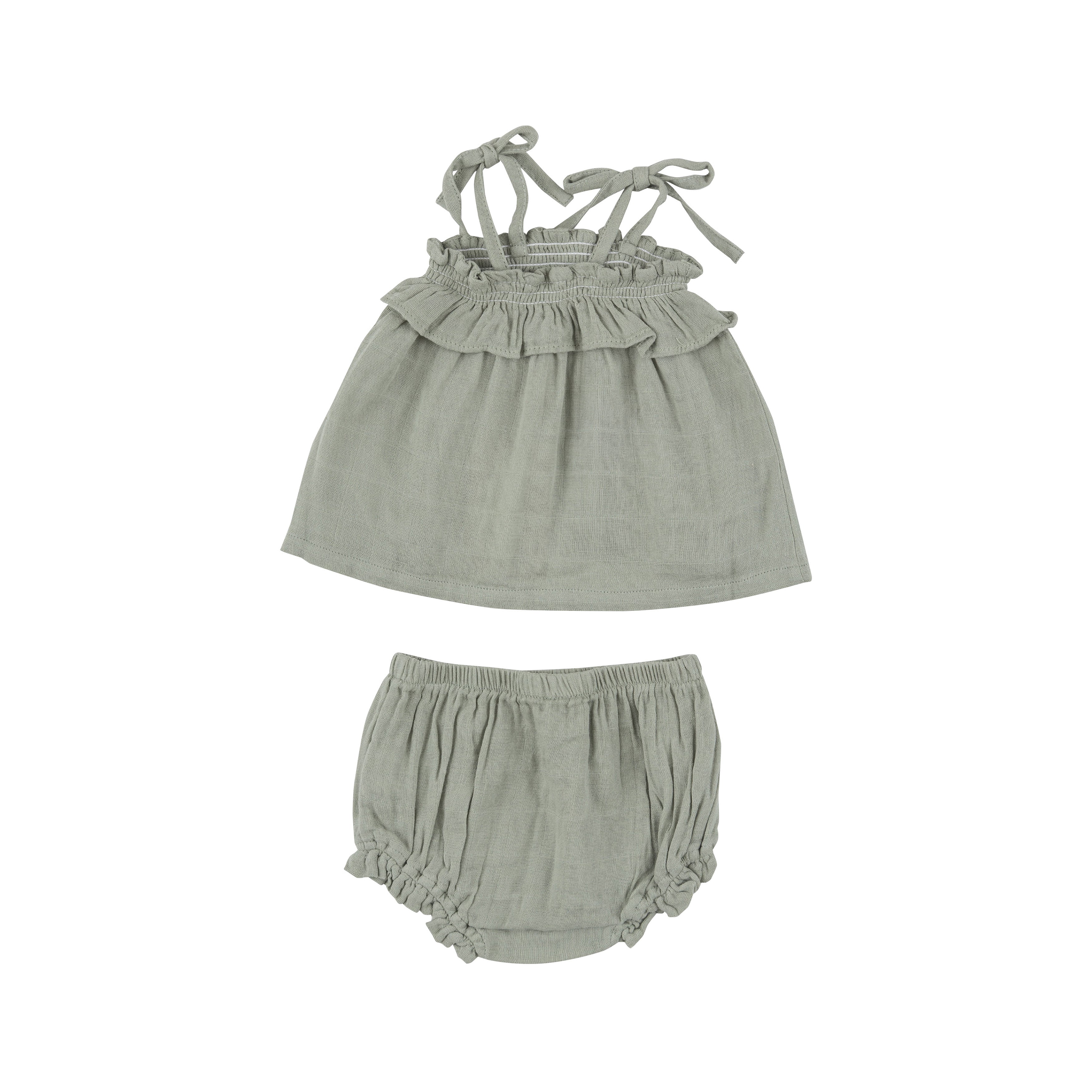 Ruffle Top & Bloomer - Desert Sage Solid Muslin