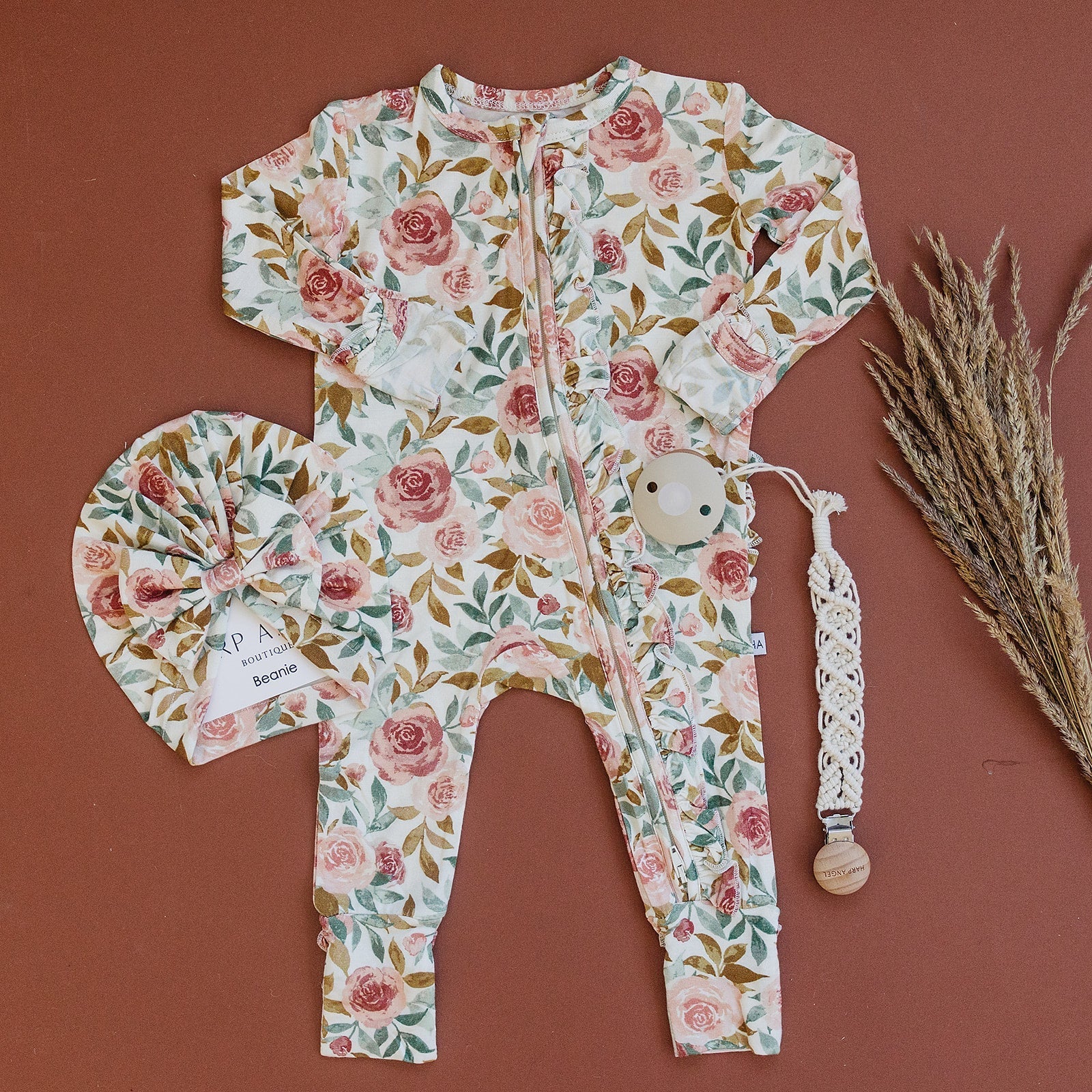 Ruffle Zipper One Piece - Dusty Pink Floral