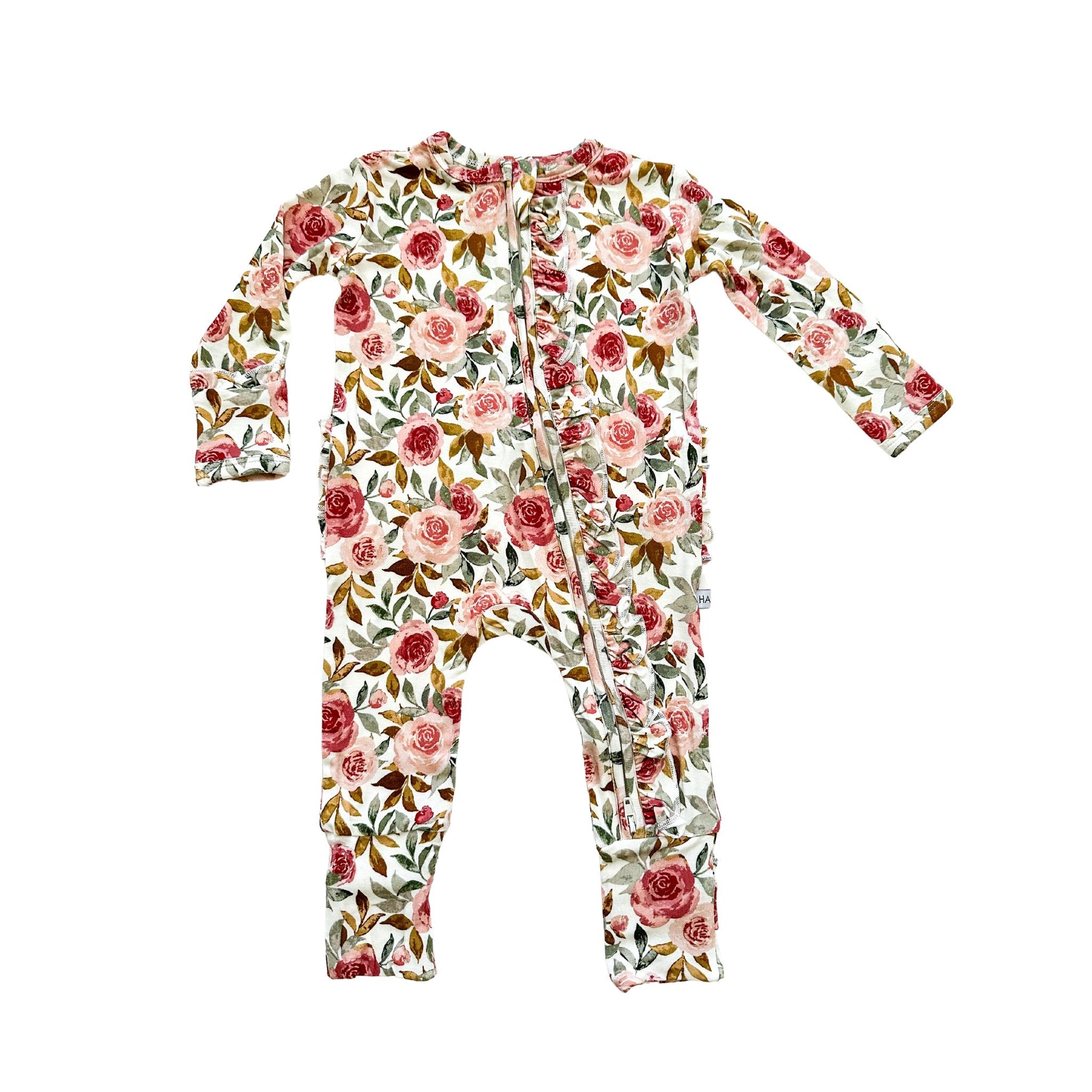 Ruffle Zipper One Piece - Dusty Pink Floral