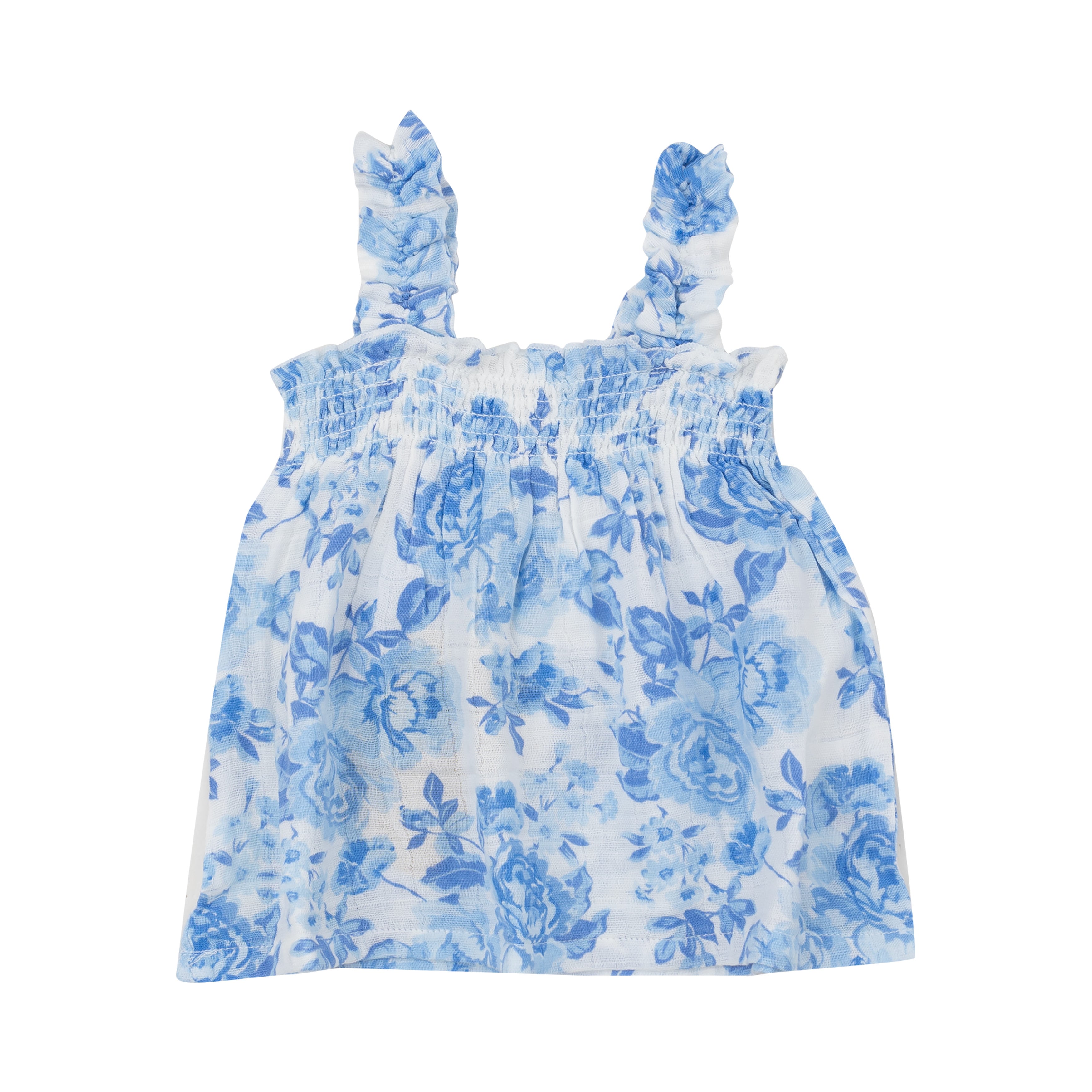 Ruffly Strap Top And Bloomer Set - Roses In Blue