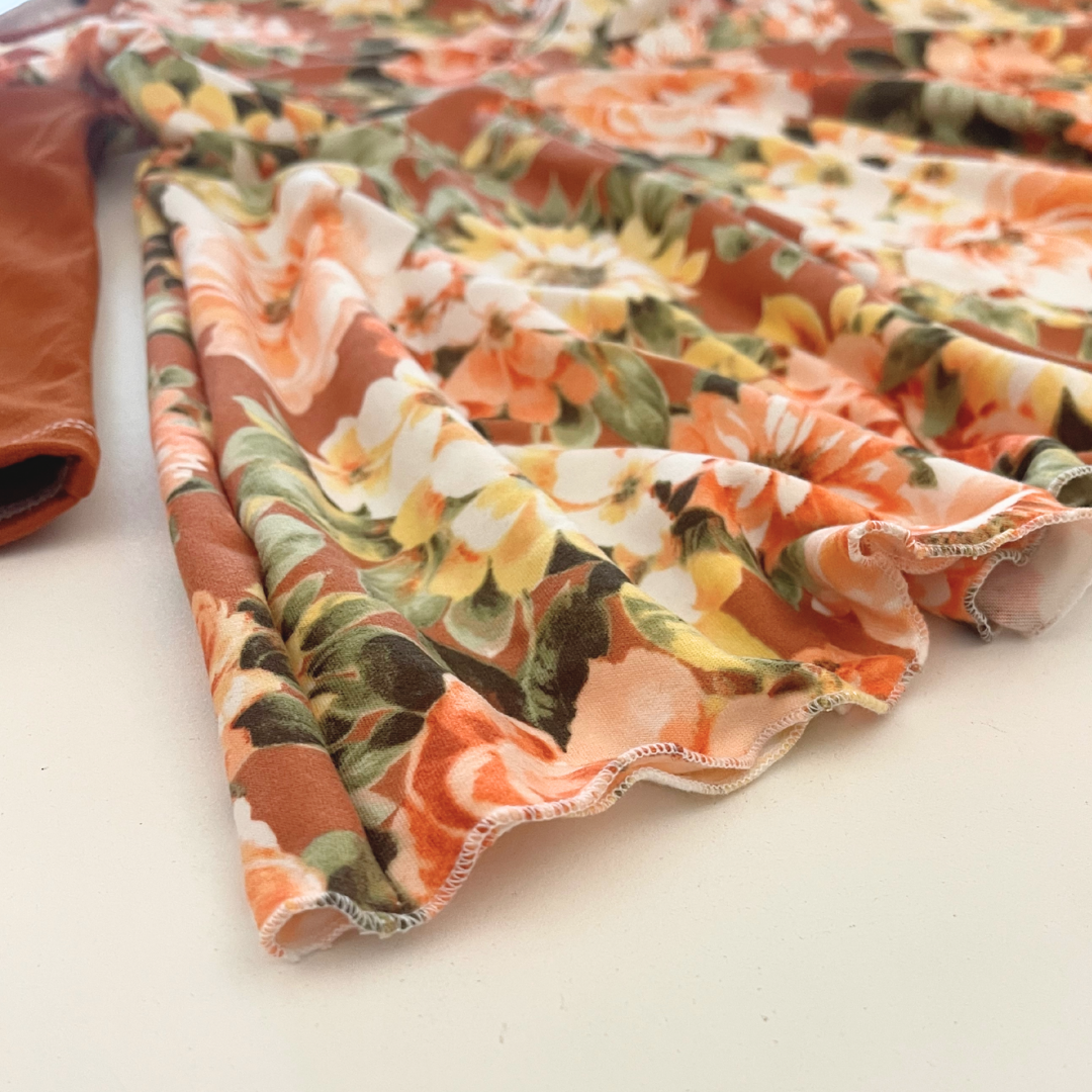 Rust Floral Twirl Dress