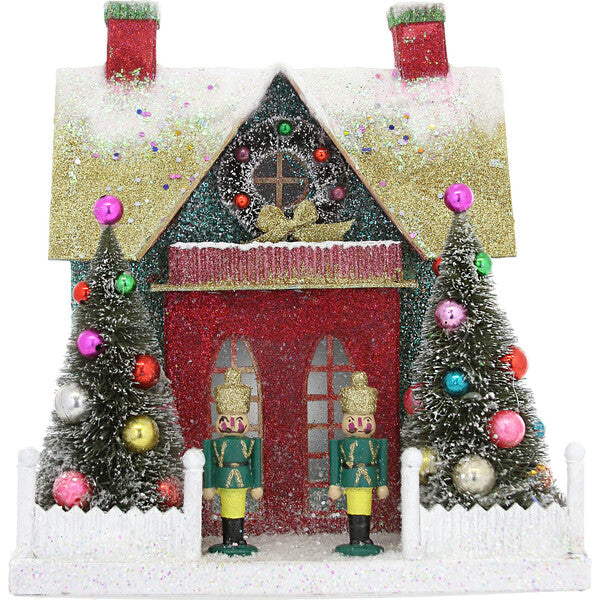 Merry & Bright Glitter Chalet Decoration