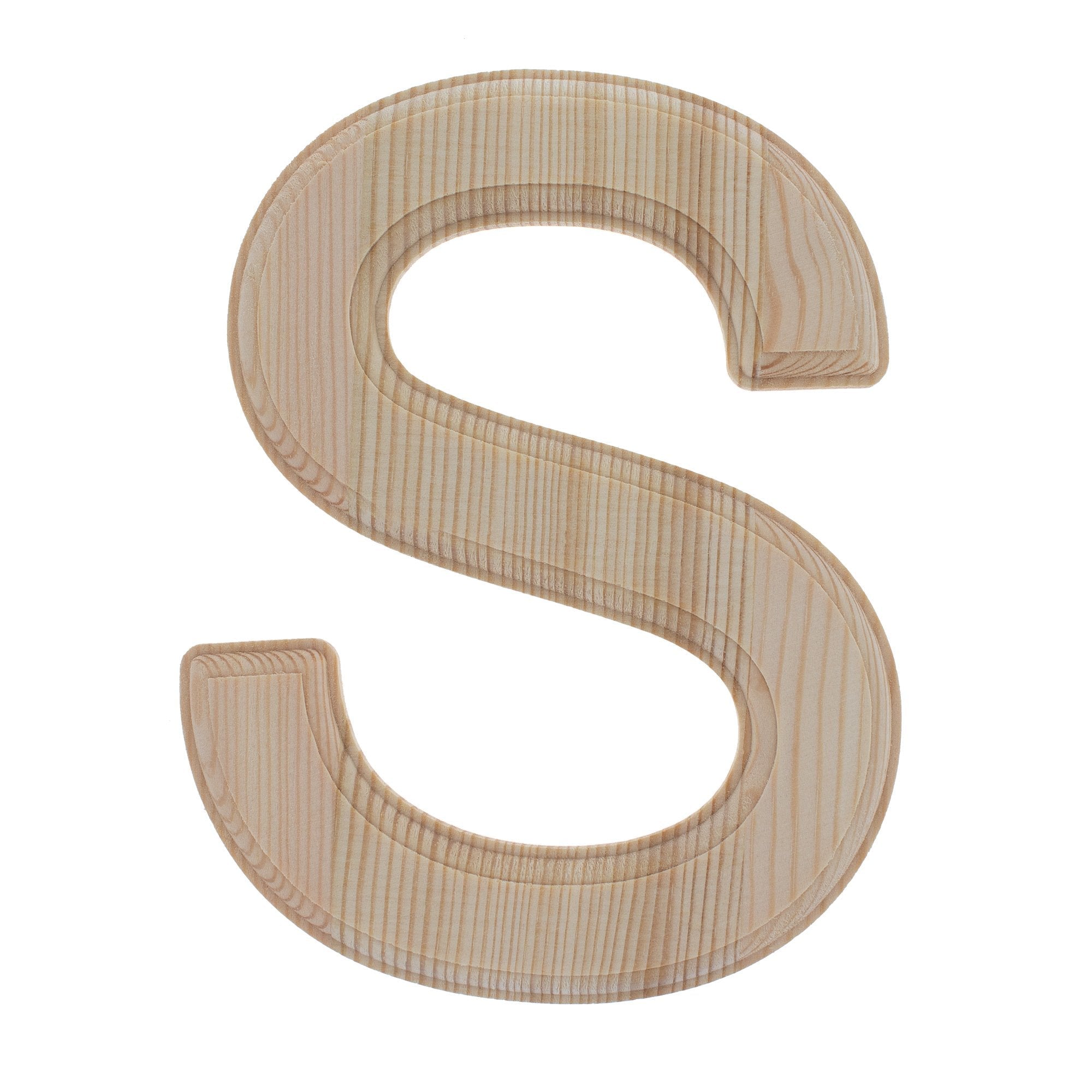 Unfinished Wooden Arial Font Letter S (6.25 Inches)