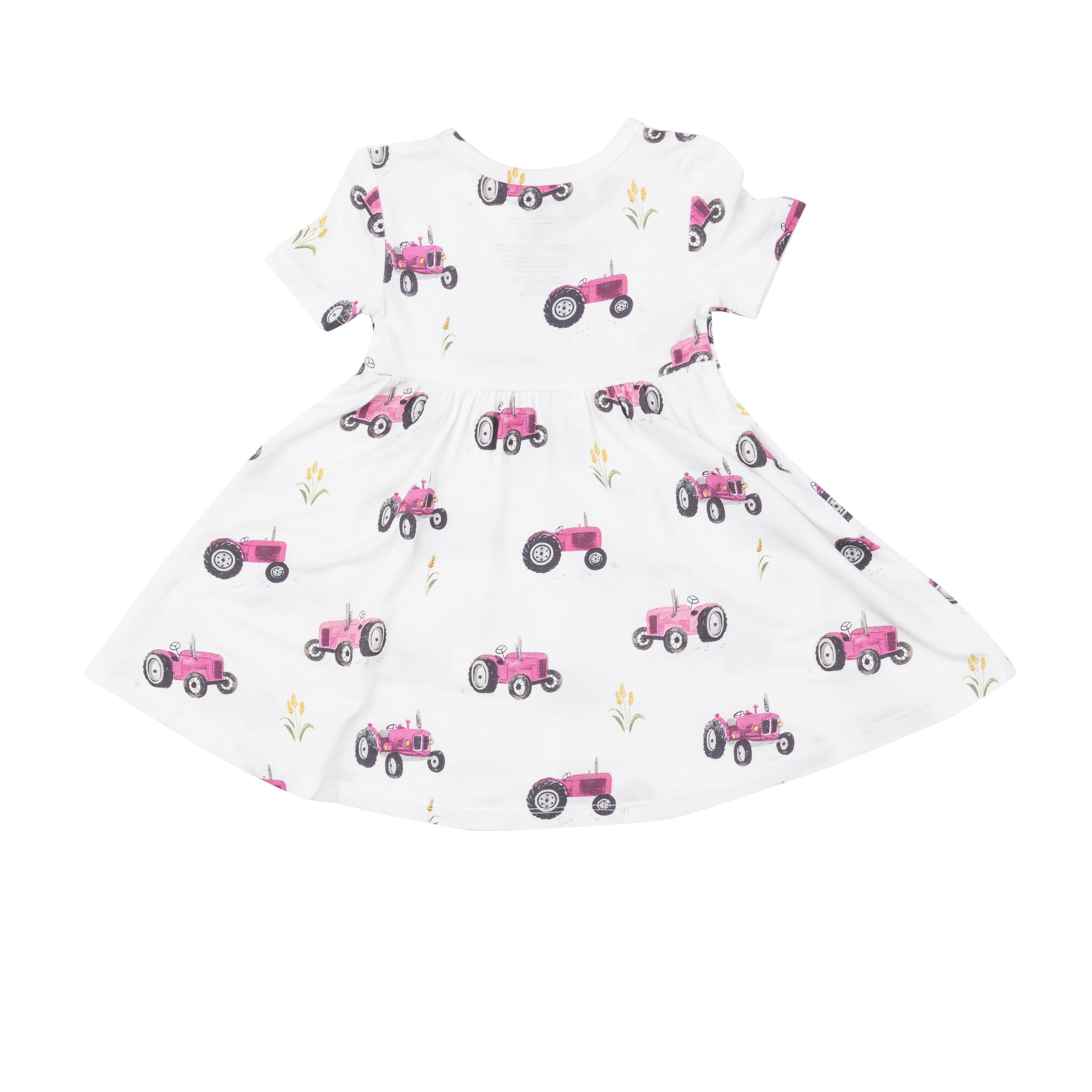 S/s Twirly Dress - Pink Tractors