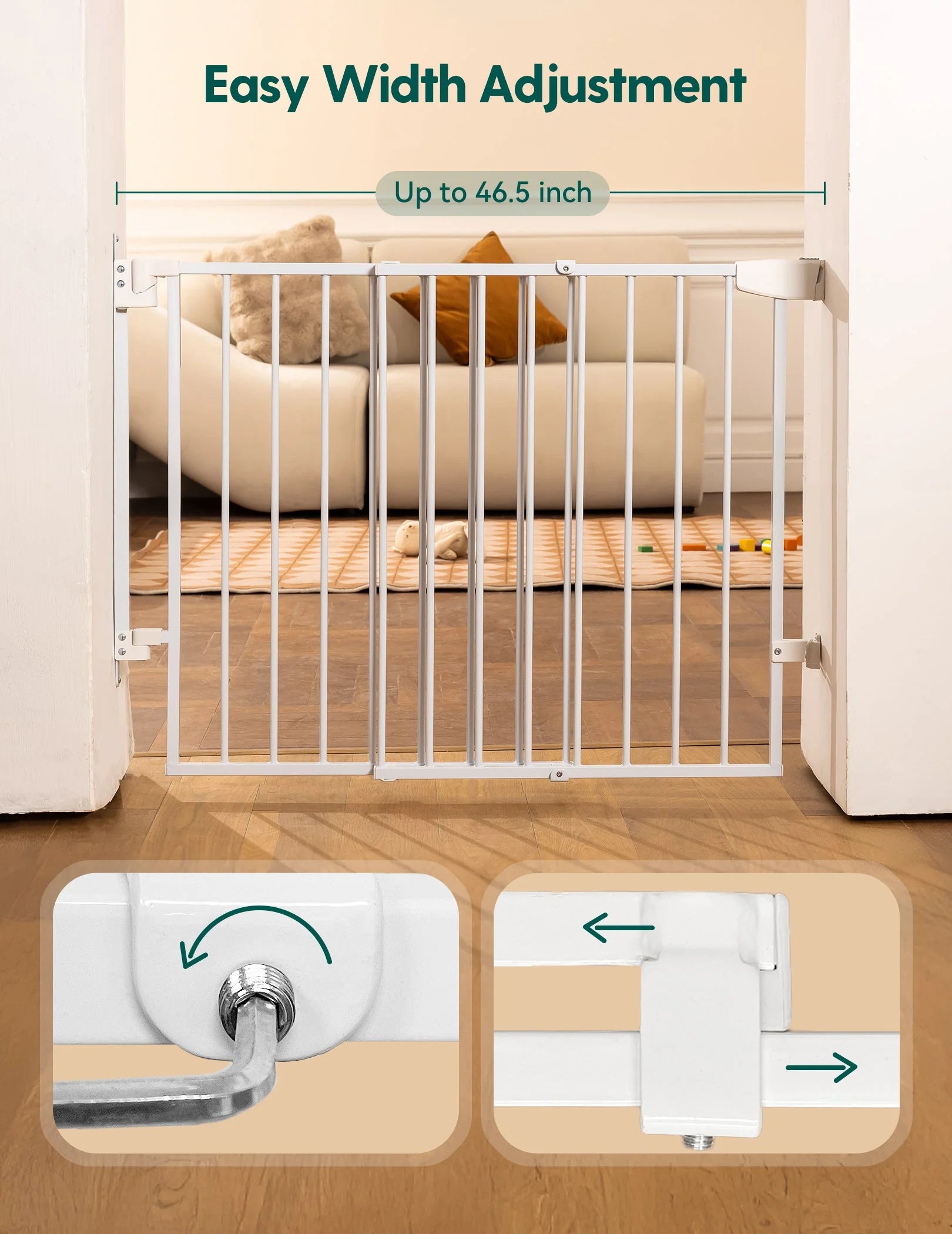 Boundless S12 | Ultra-stable No Bottom Bar Baby Gate For Stairs