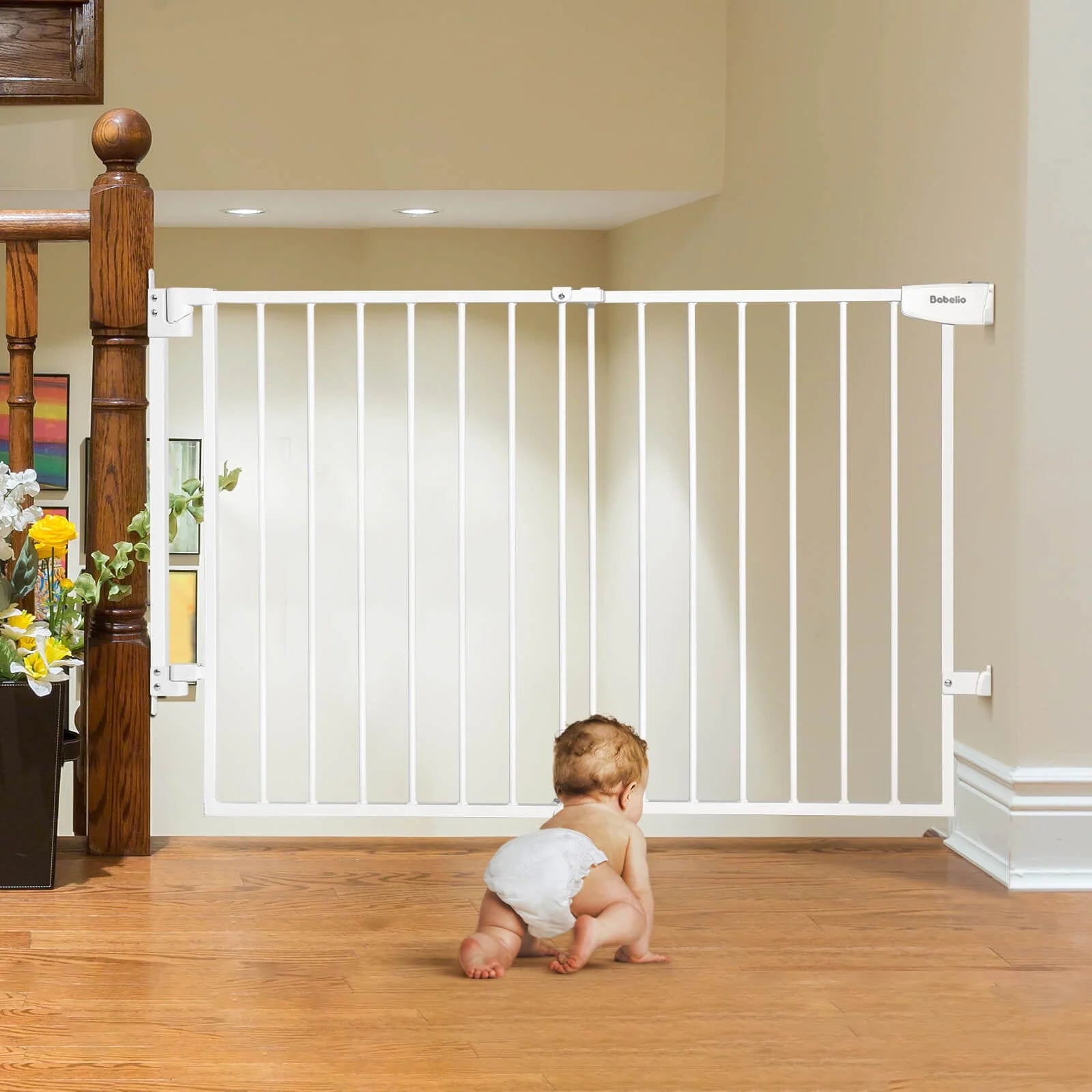 Boundless S12 | Ultra-stable No Bottom Bar Baby Gate For Stairs