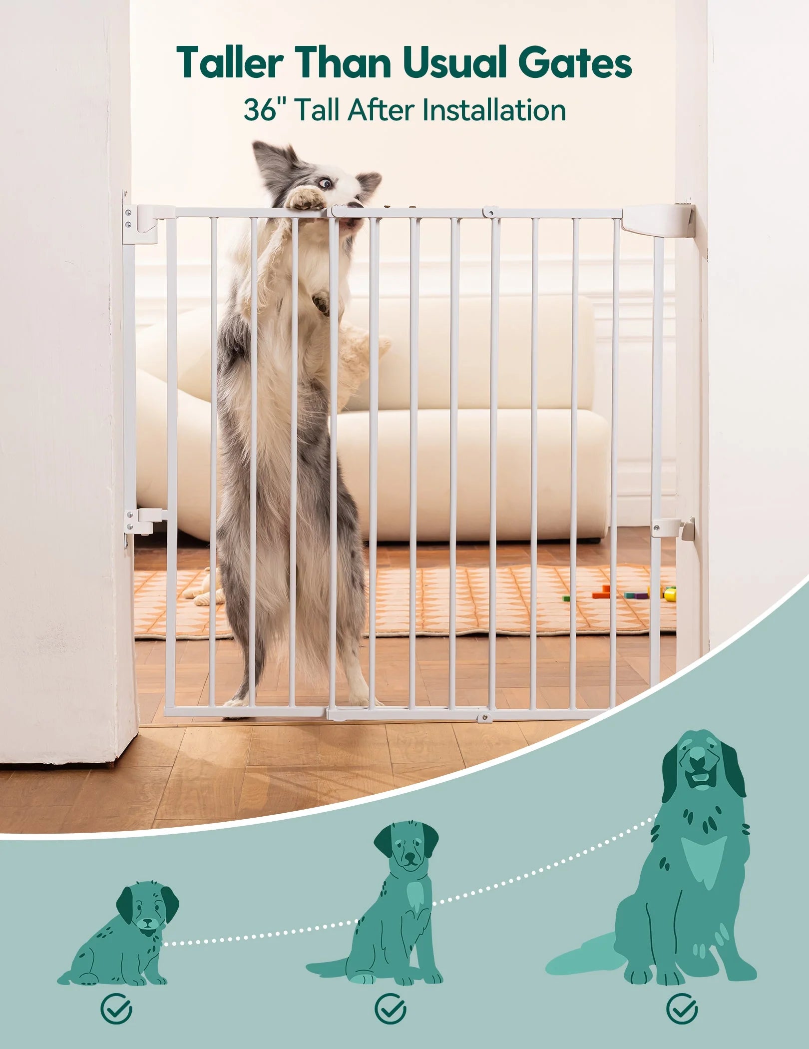 Boundless S12 | Ultra-stable No Bottom Bar Baby Gate For Stairs