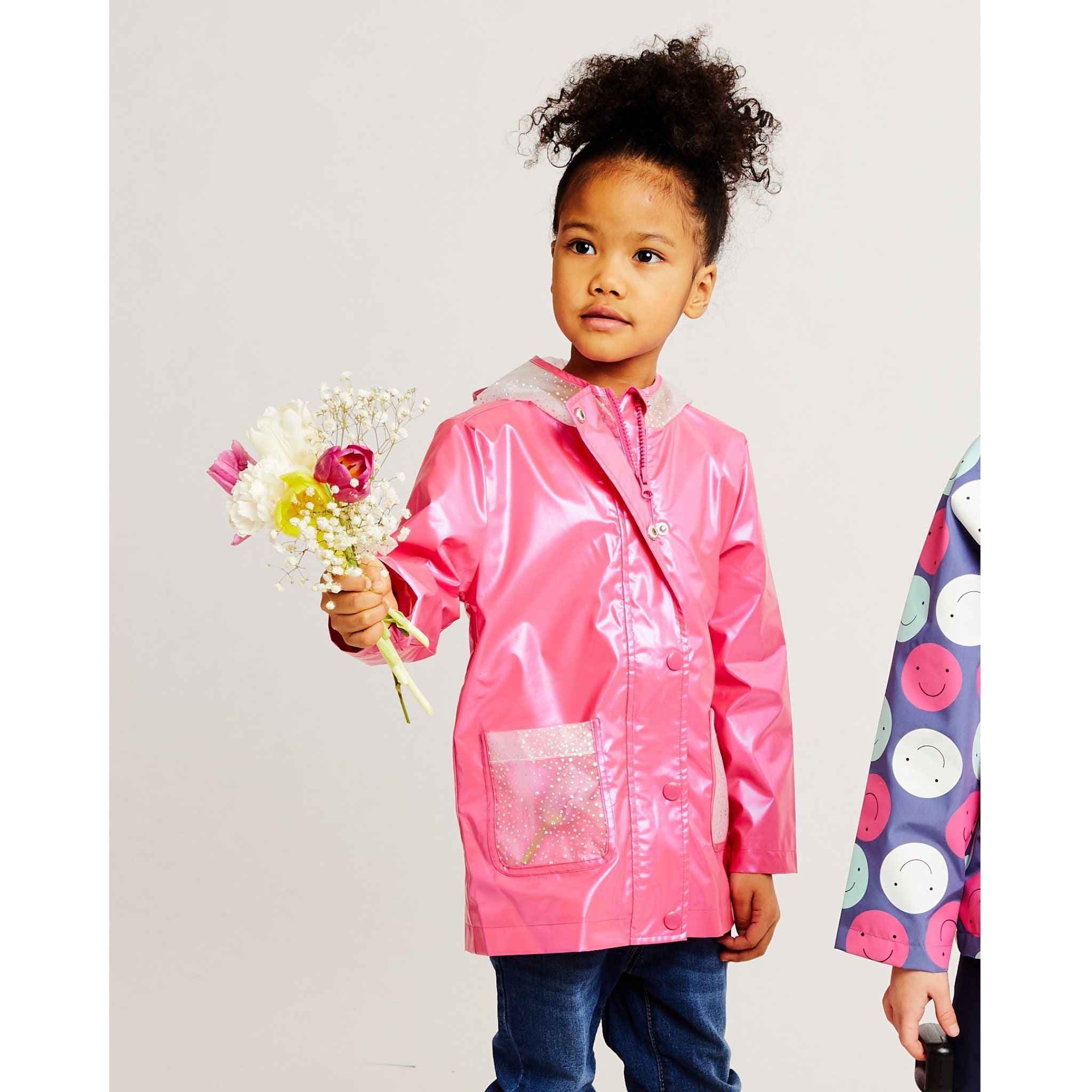 Pink Sparkle Pocket Hooded Raincoat