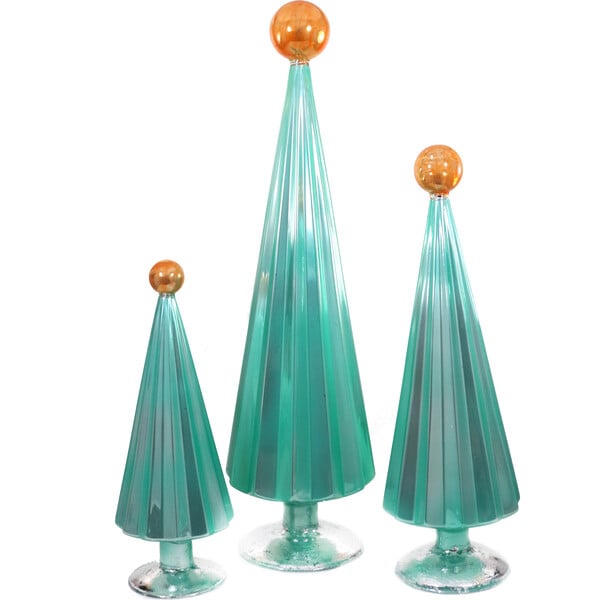 Pleated Tree, Mint Orange Set Of 3