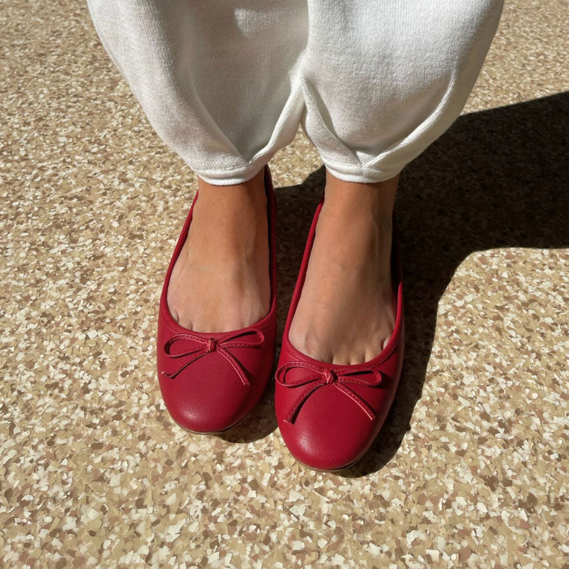 Sadie Ballet Flat In Red Nappa Leather