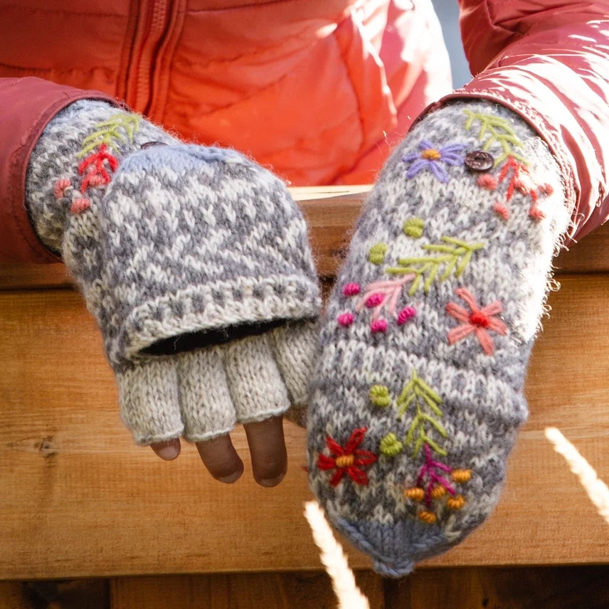 Sadie Wool Knit Finger Mittens