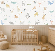 Multi Colors Safari Animals - Fabric Nursery Wall Art Decals