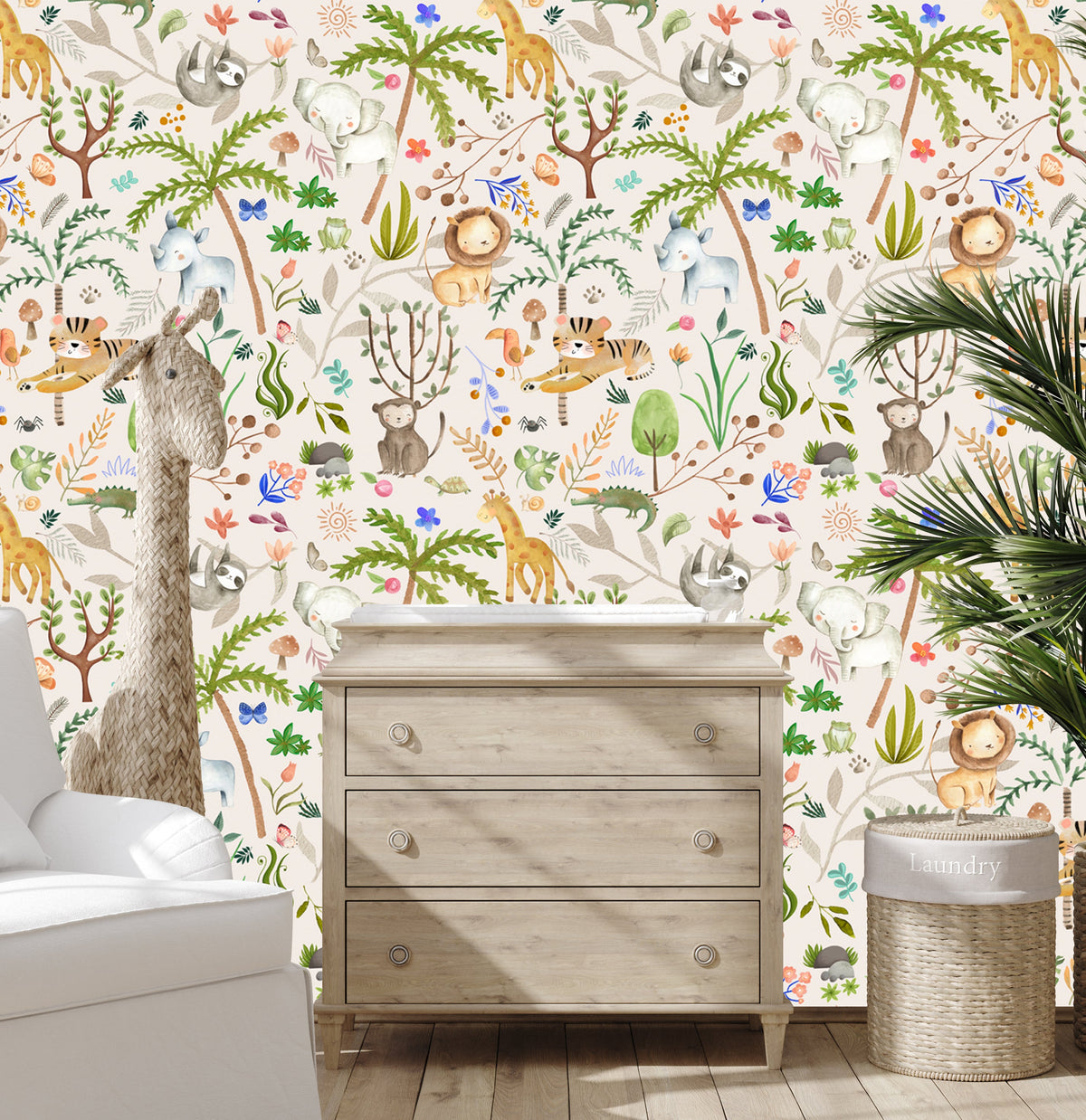 Colorful Safari Wallpaper - Nursery Wall Decor Wallpapers