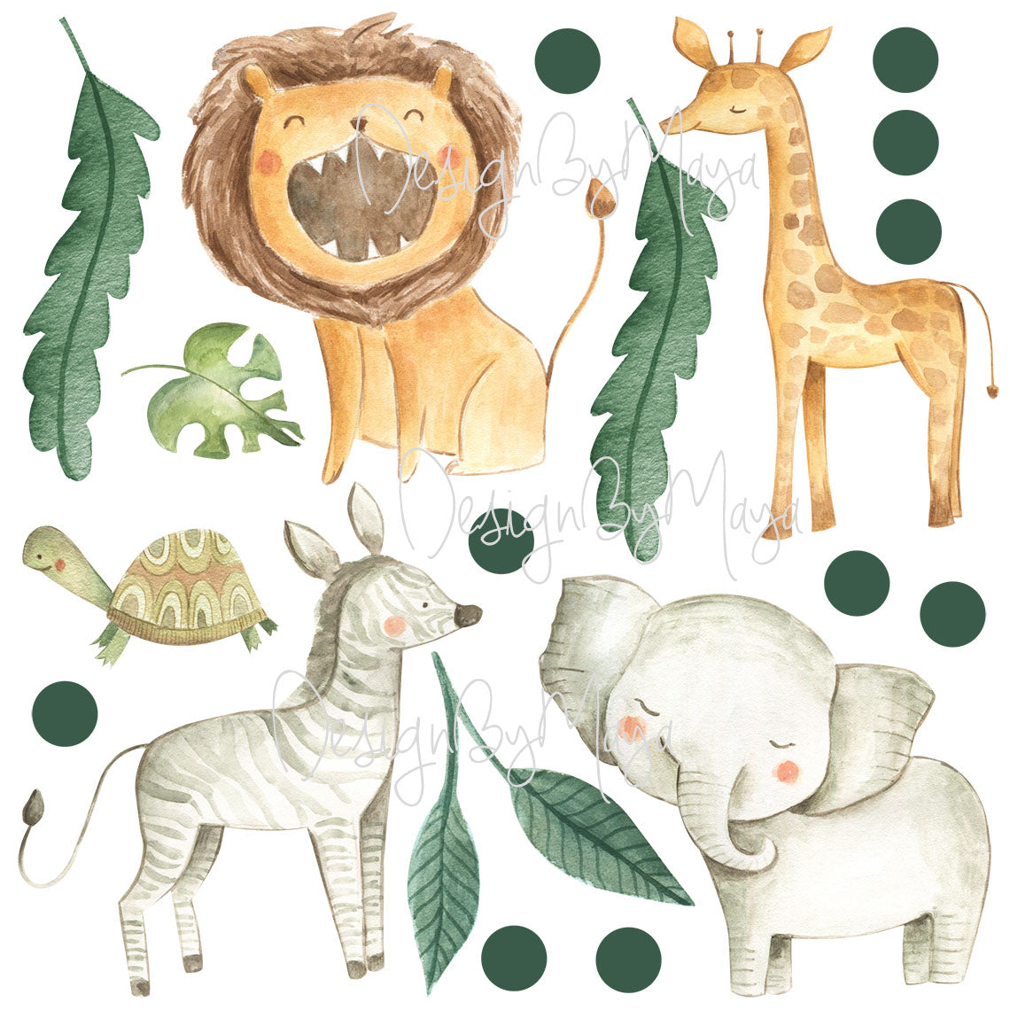 Safari Animals, Jungle Creatures - Fabric Nursery Wall Art Decals