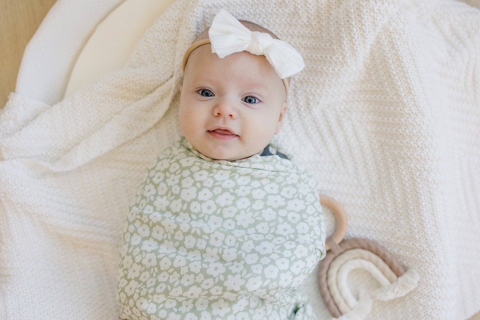 Muslin Swaddle Blanket - Sage Ditsy Floral
