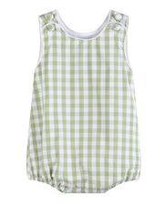 Sage Green Gingham Classic Bubble Romper