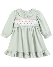 Sage Green Pumpkin Smocked Ruffle Dress