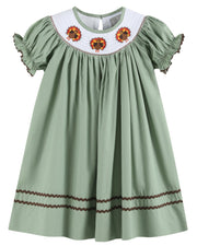 Sage Green Turkey Smocked Bishop Dress