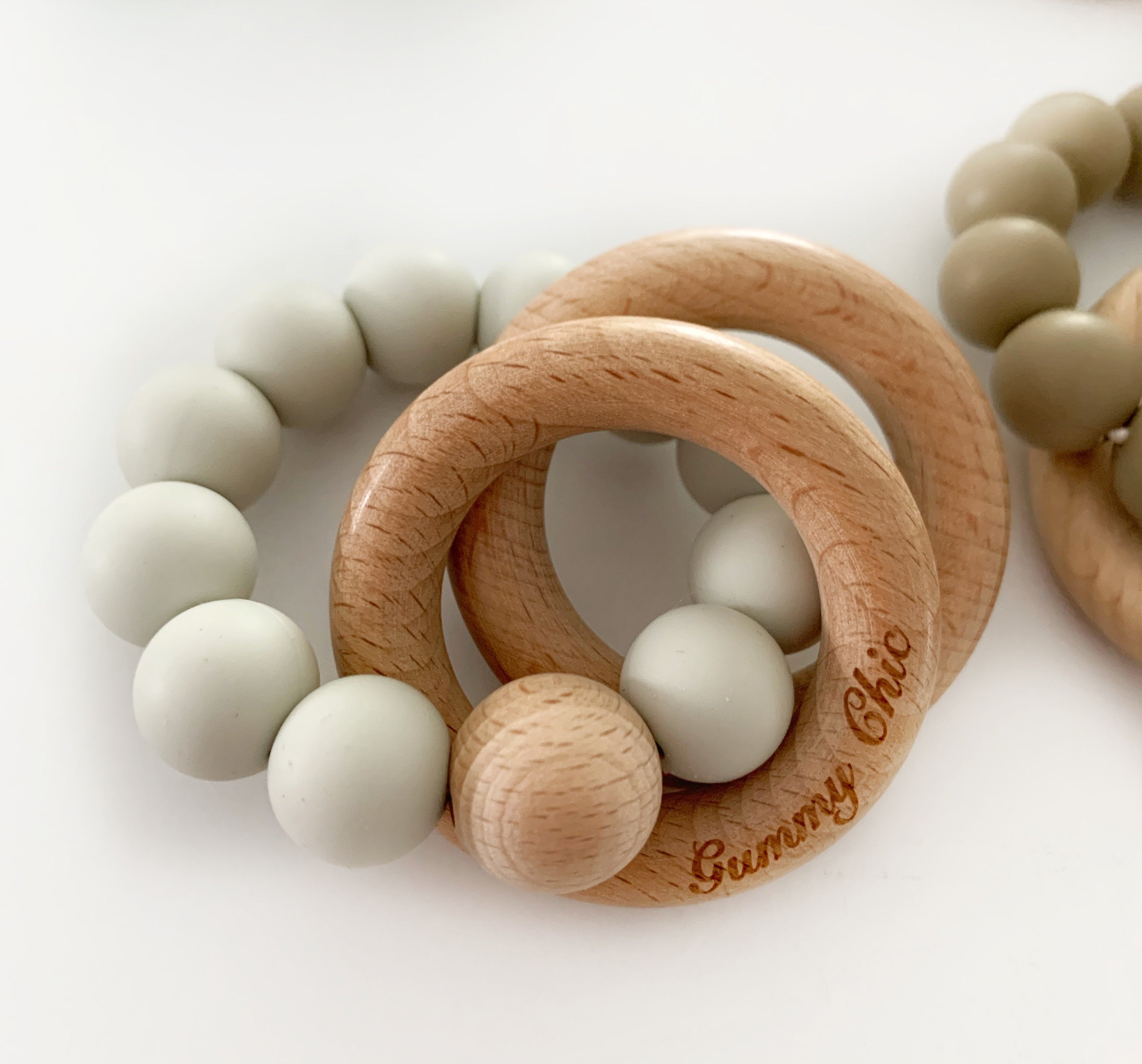 Teether Rattle With Baby Wood Rattle For Eye-hand Coordination
