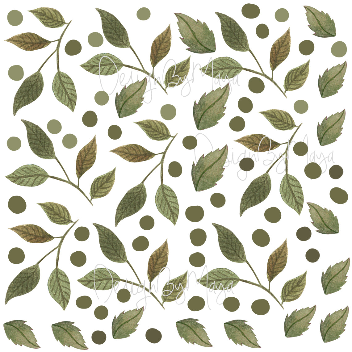 Watercolor Foliage And Leaves - Fabric Nursery Wall Art Decals