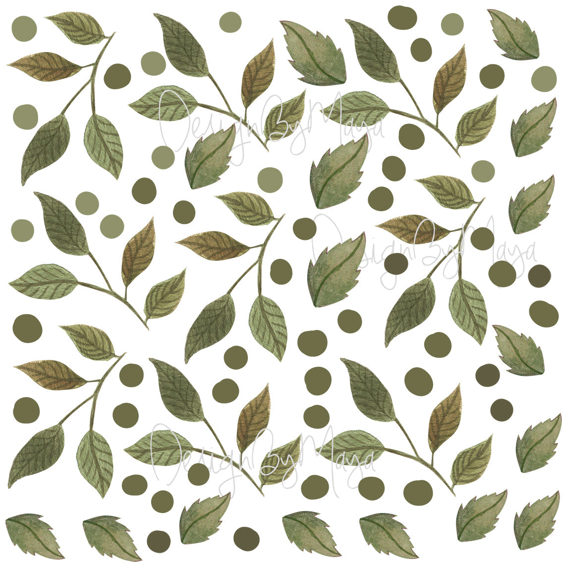 Light Green Leaves Wall Decals - Fabric Nursery Wall Art Decals