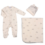 Sam | Boys Ivory Cotton Vintage Bike Babysuit Set