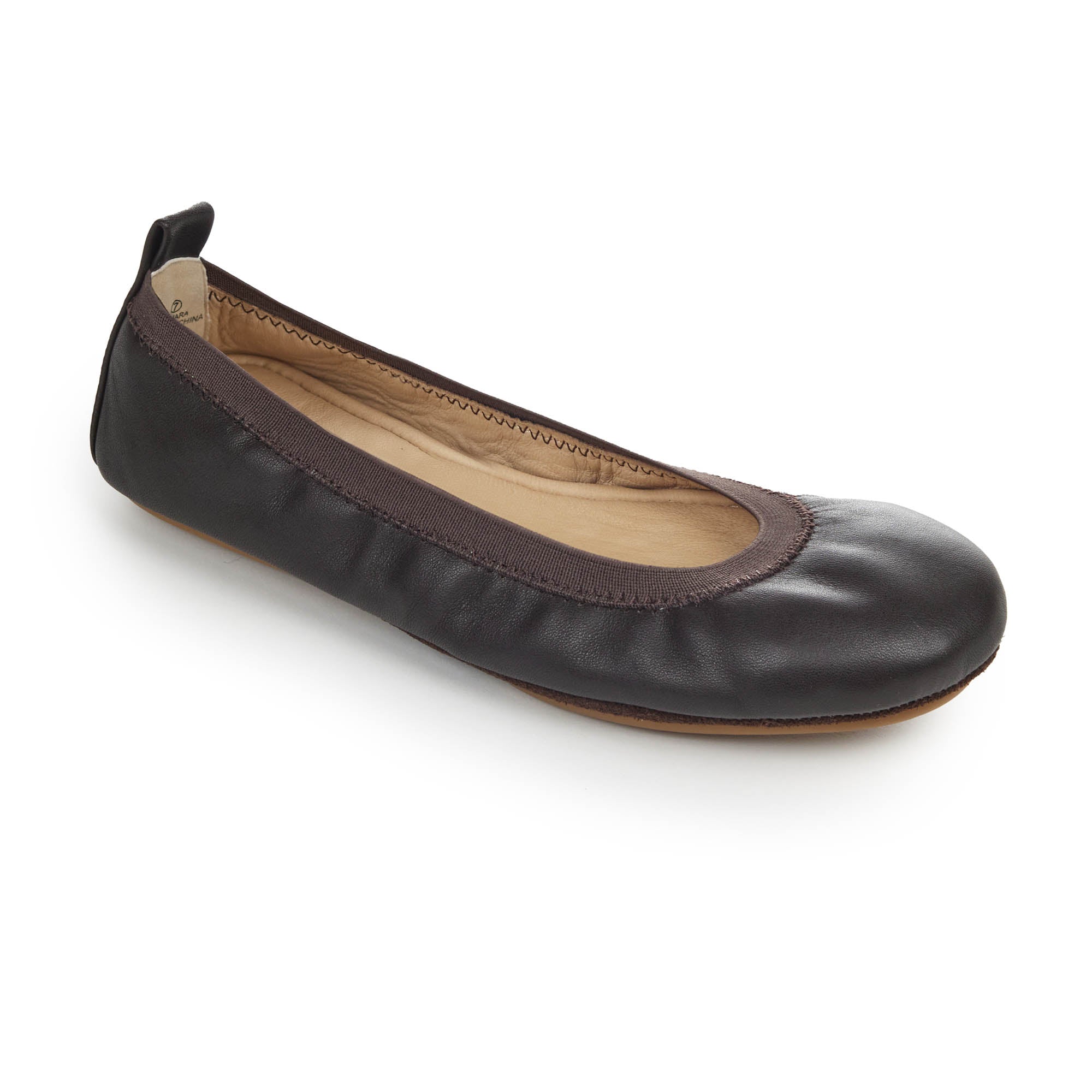 Samara Foldable Ballet Flat In Coffee Leather