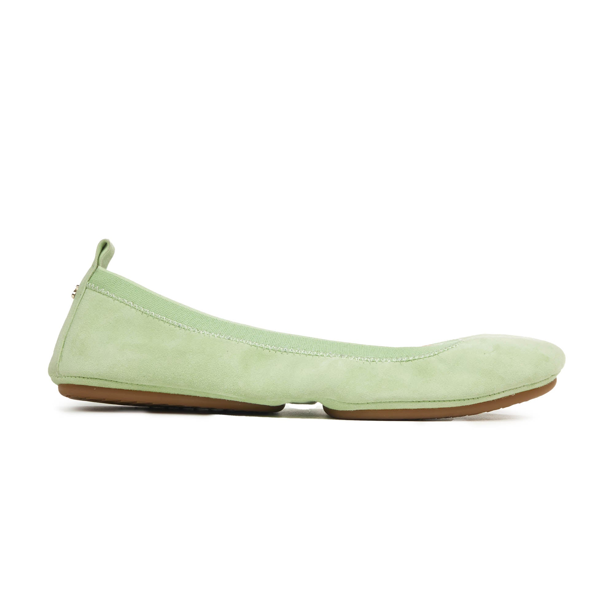 Samara Foldable Ballet Flat In Matcha Suede