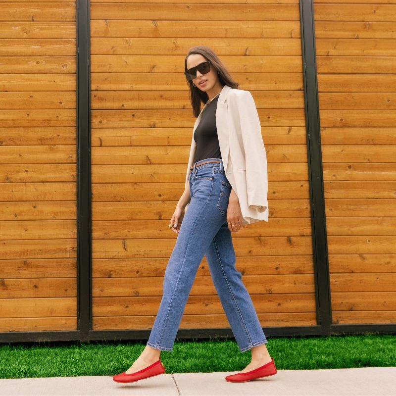 Samara Foldable Ballet Flat In Ruby Red Leather