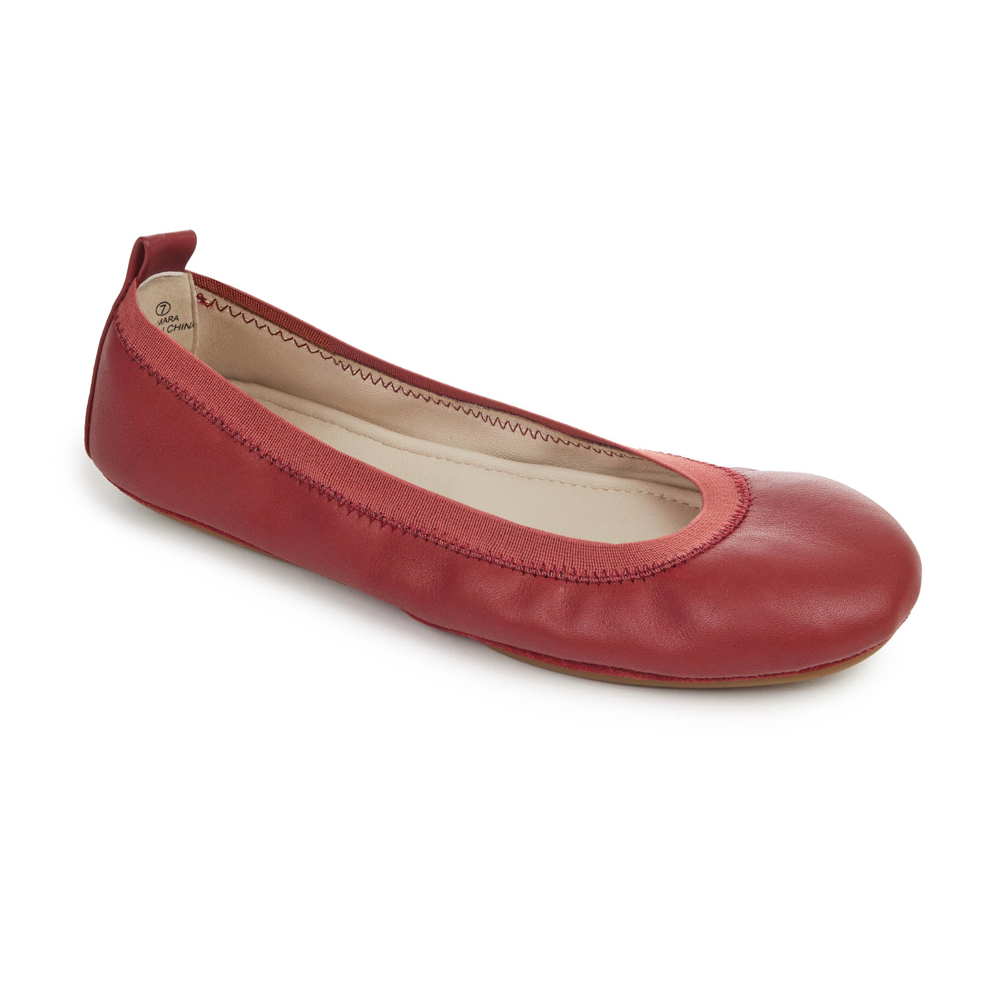 Samara Foldable Ballet Flat In Rust Leather