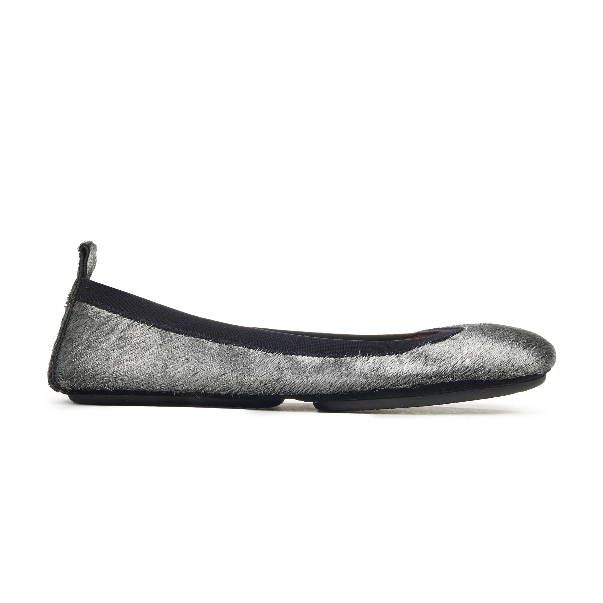 Samara Foldable Ballet Flat In Silver Calf Hair