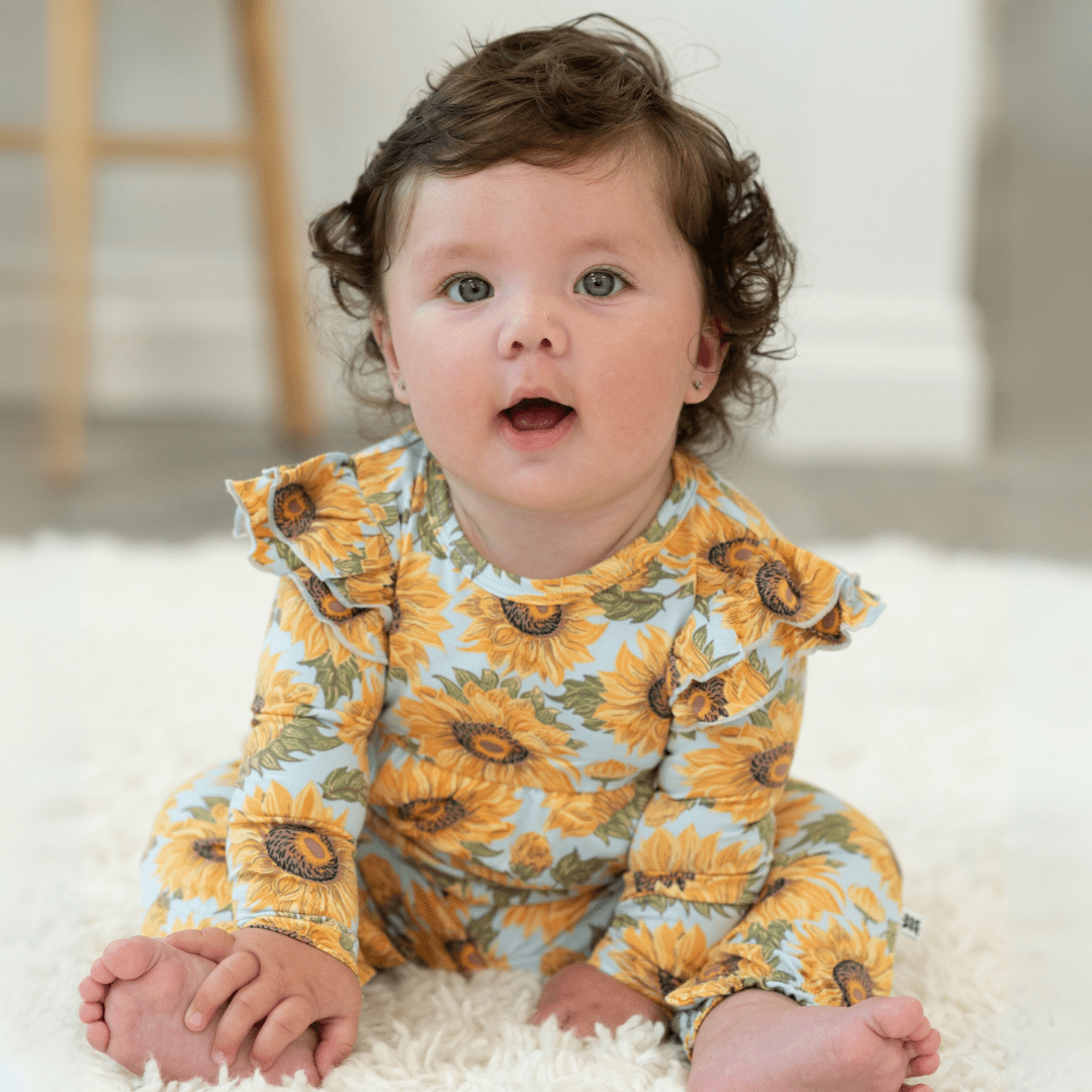 Sammy's Sunflower Flutter Sleeve Romper