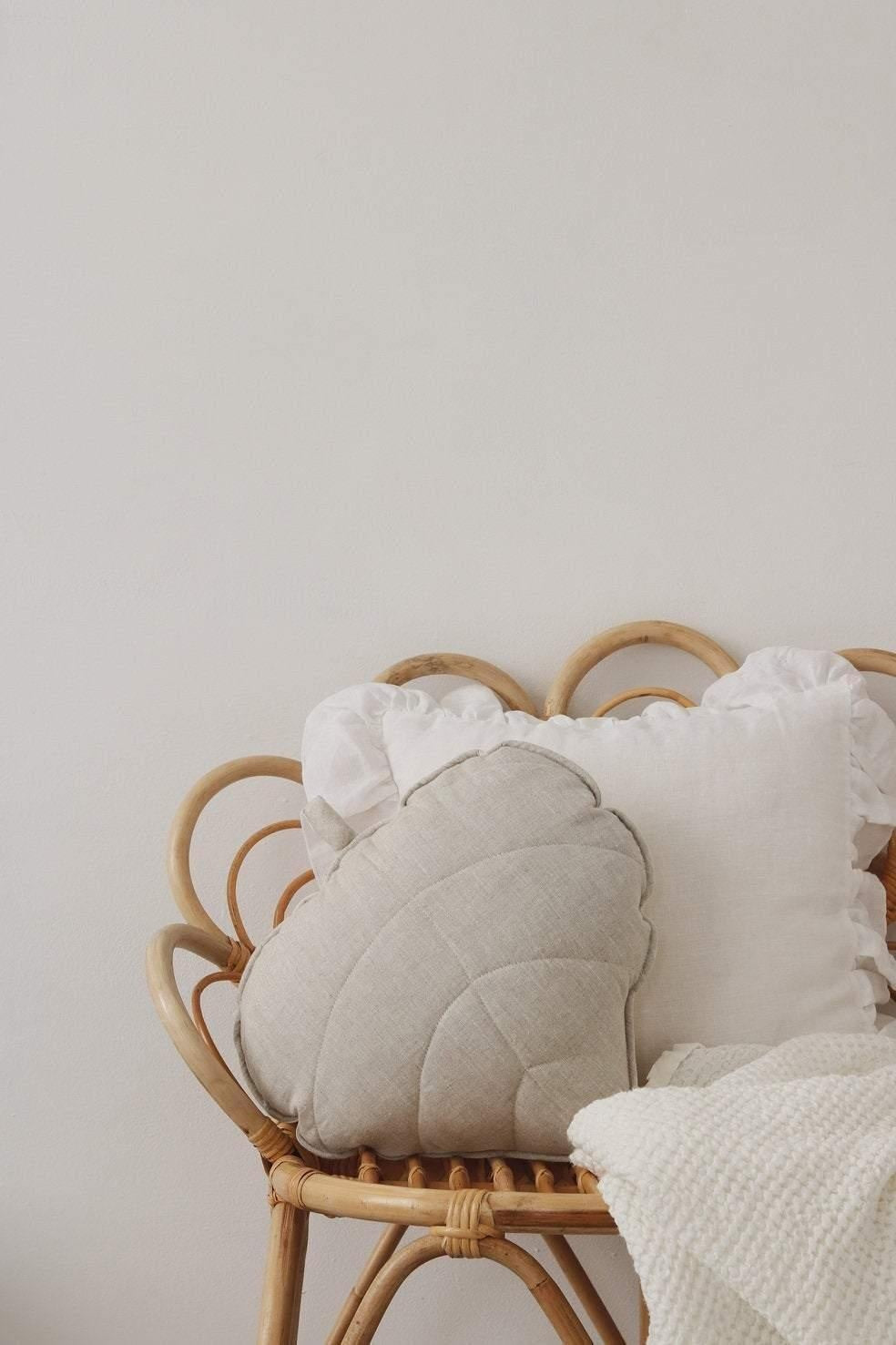 Linen Sand Leaf Pillow