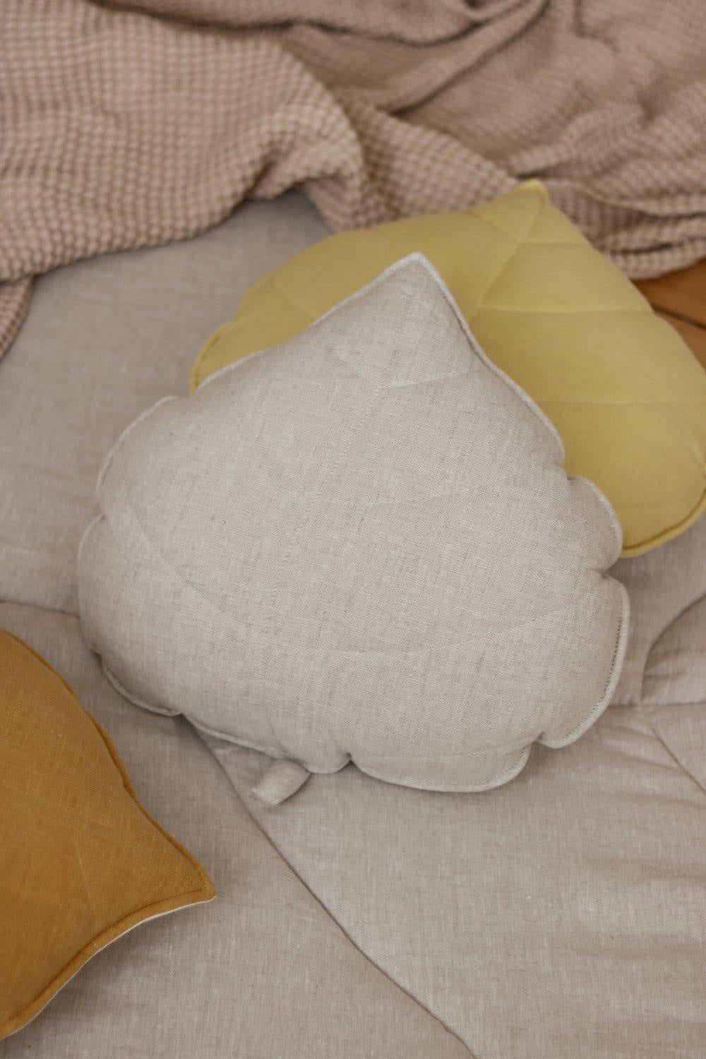 Linen Sand Leaf Pillow