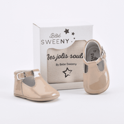 Boys Beige Patent Leather Pre-walker Shoes