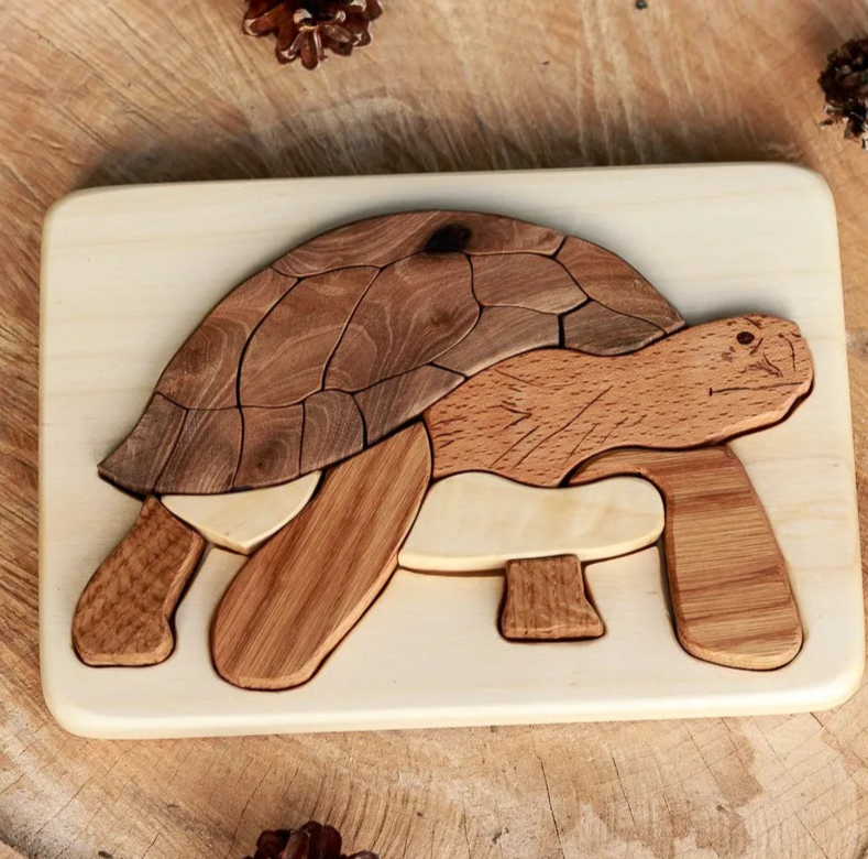Turtle / Tortoise Wooden Puzzle In Natural Wood