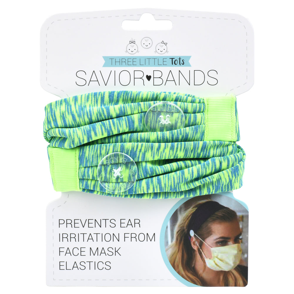 Green & Blue Savior Headbands With Buttons For Masks