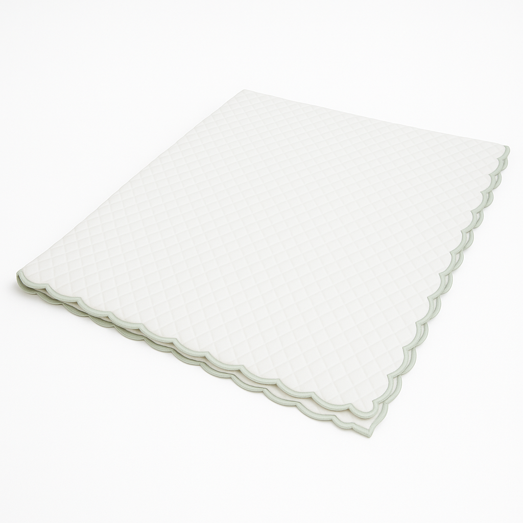 Embroidered Scallop Coverlet - Celadon