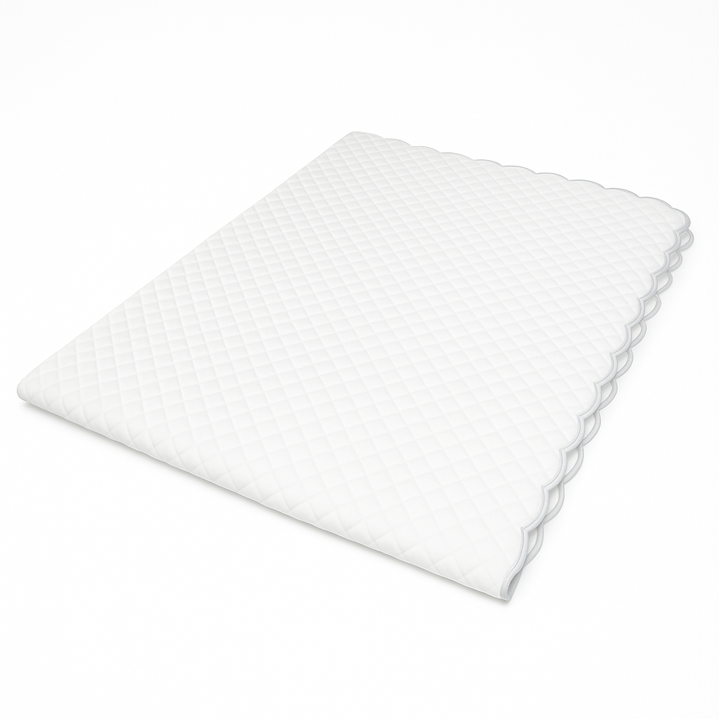 Embroidered Scallop Coverlet - Silver