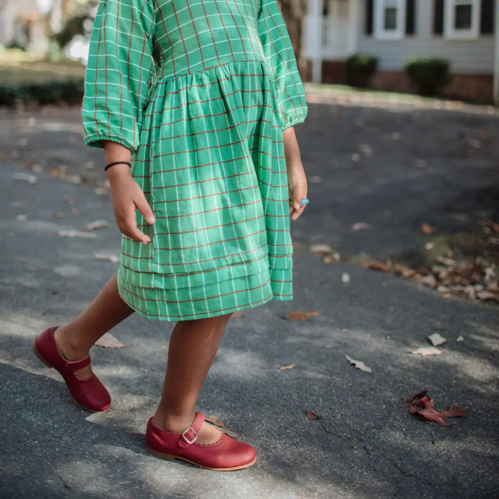 Scalloped Mary Jane - Burgundy