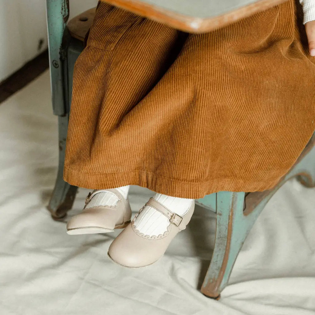 Scalloped Mary Jane - Truffle