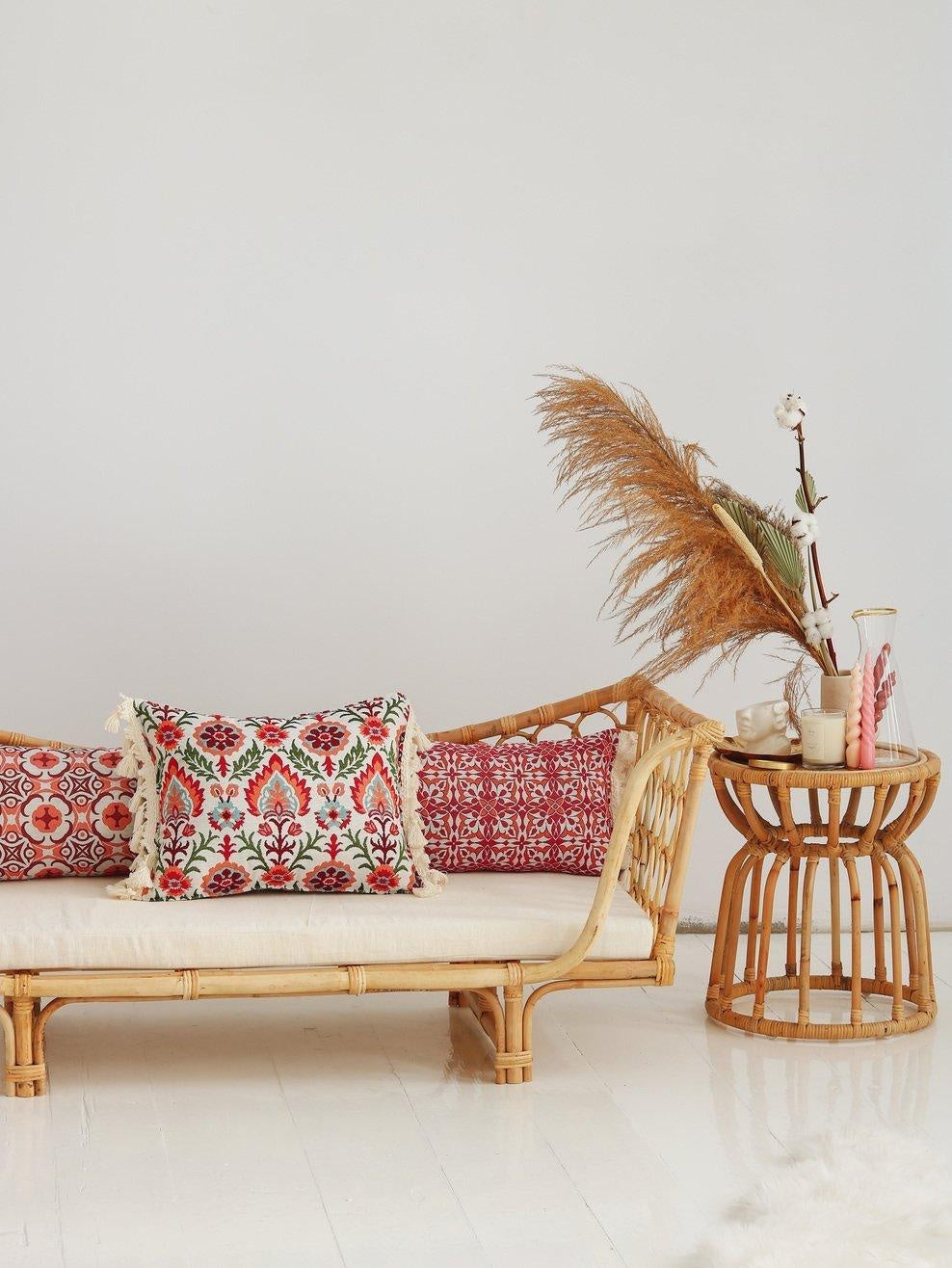 Scarlet Iris In Cancaya - Pillow With Fringe