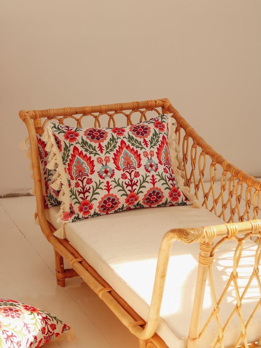 Scarlet Iris In Cancaya - Pillow With Fringe