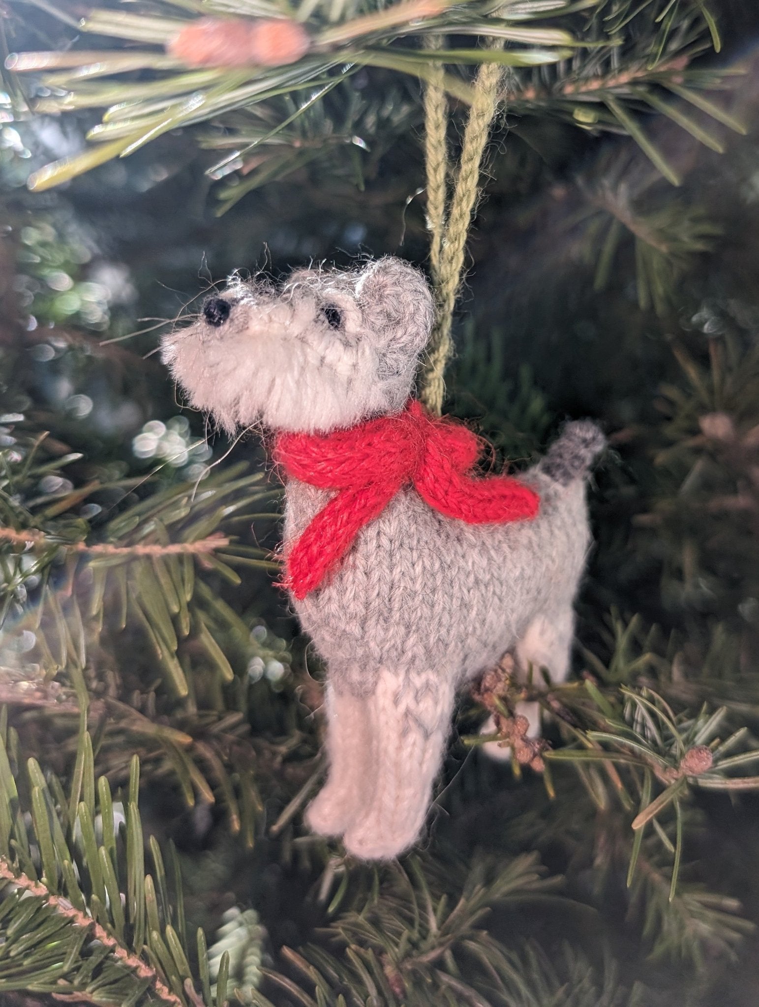 Schnauzer Dog Hand Knit Christmas Ornament