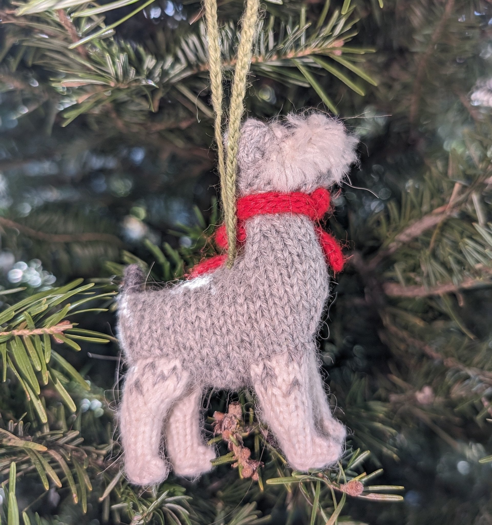 Schnauzer Dog Hand Knit Christmas Ornament