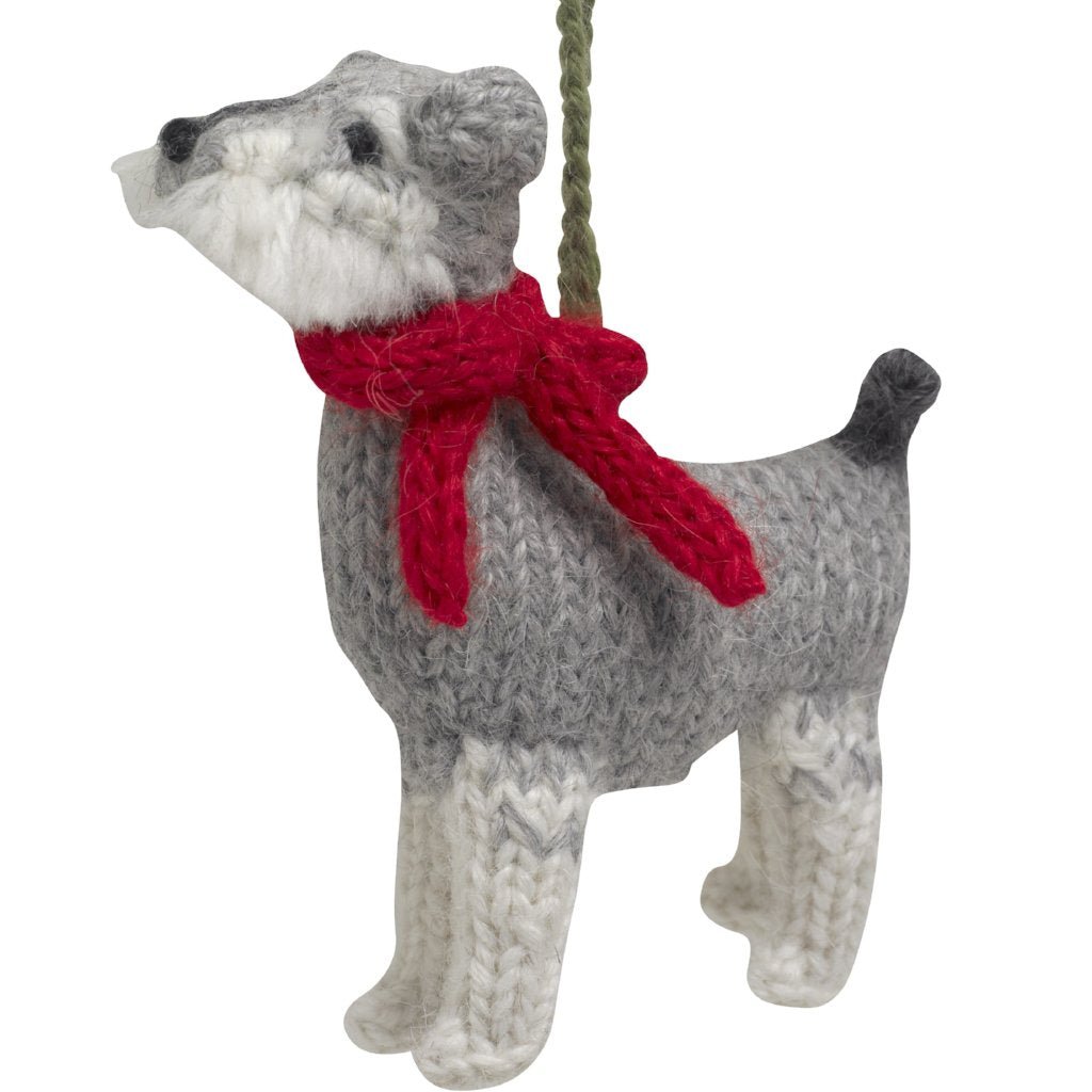Schnauzer Dog Hand Knit Christmas Ornament