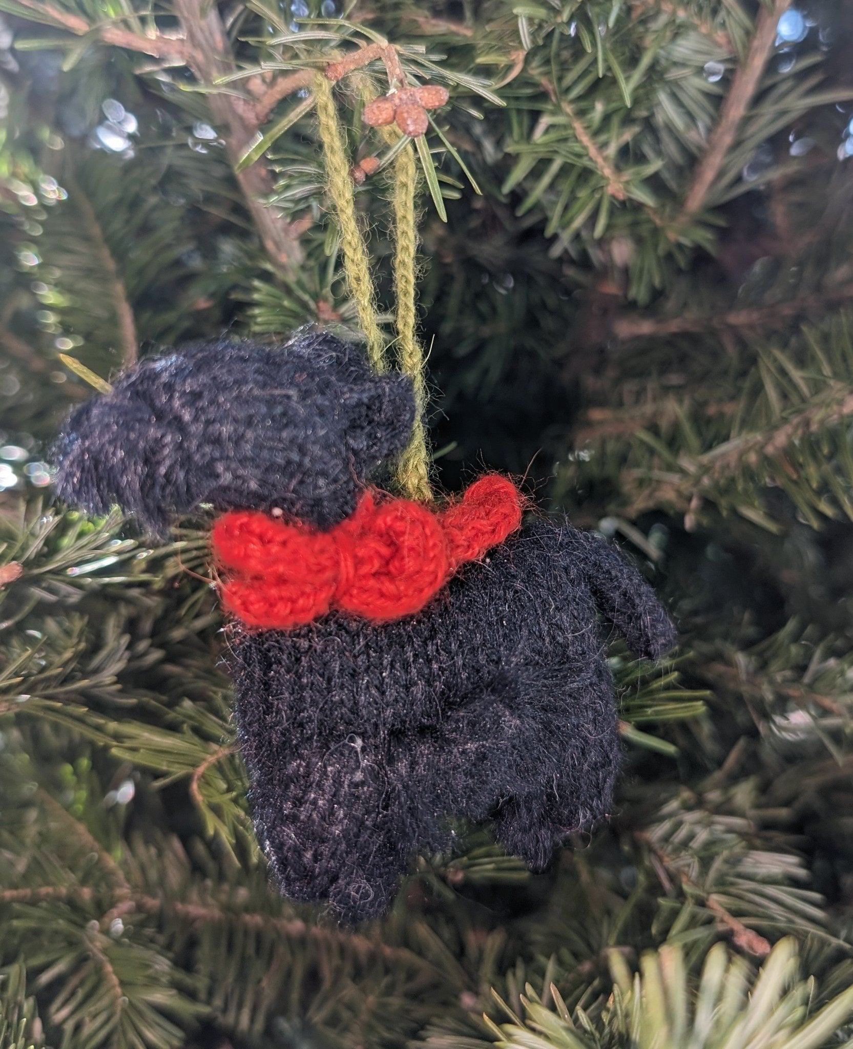 Scottish Terrier (scottie) Dog Hand Knit Christmas Ornament