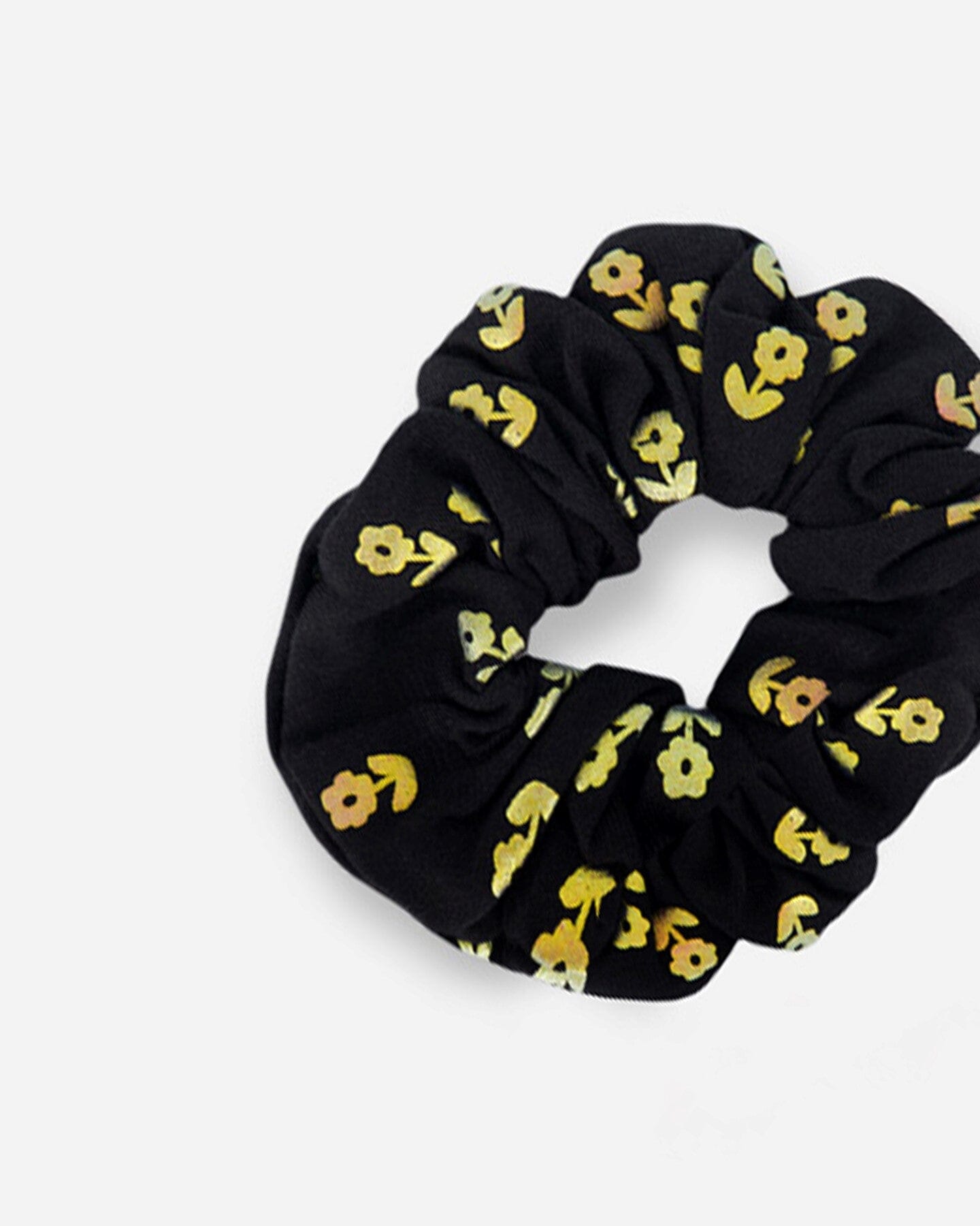 Scrunchie Printed Colored Metallic Flower Print