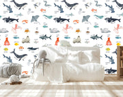 Sea Life & Alphabet Animal Wallpaper - Nursery Wall Decor Wallpapers