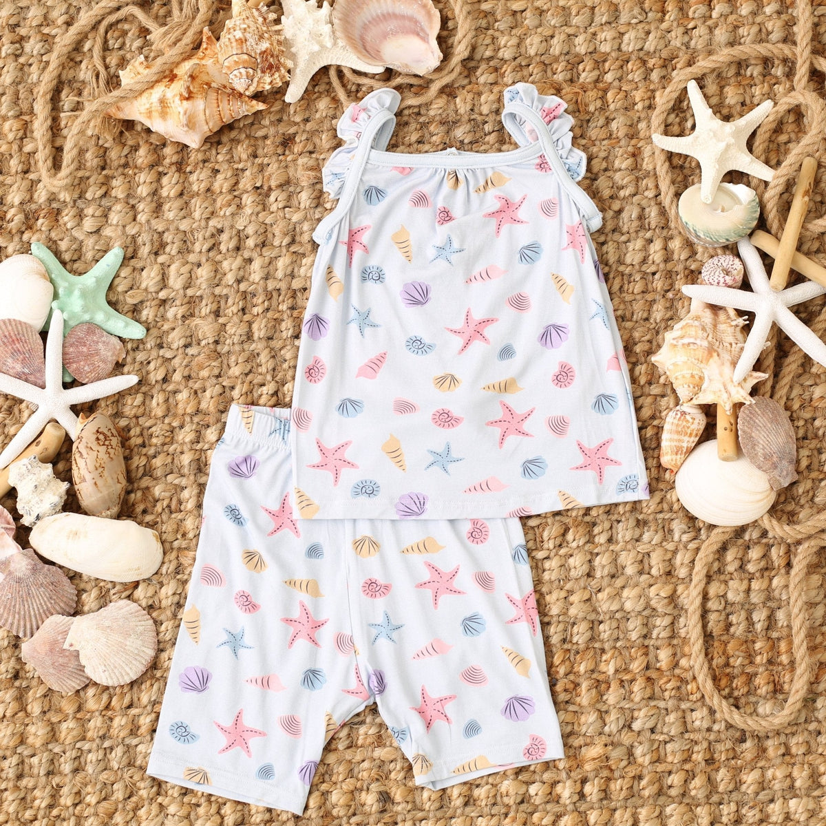 Seashell Scouts Flutter Sleeve Shorts Pjs